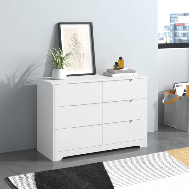 HOMECHO 6 Drawer Double Dresser, 32.3"H, White & Reviews Wayfair